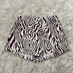 Zebra Striped Asymmetrical Hem Skort